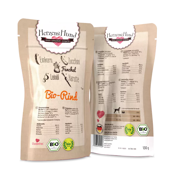 Herzenshund Bio-Rind mit Bio-Gemüse