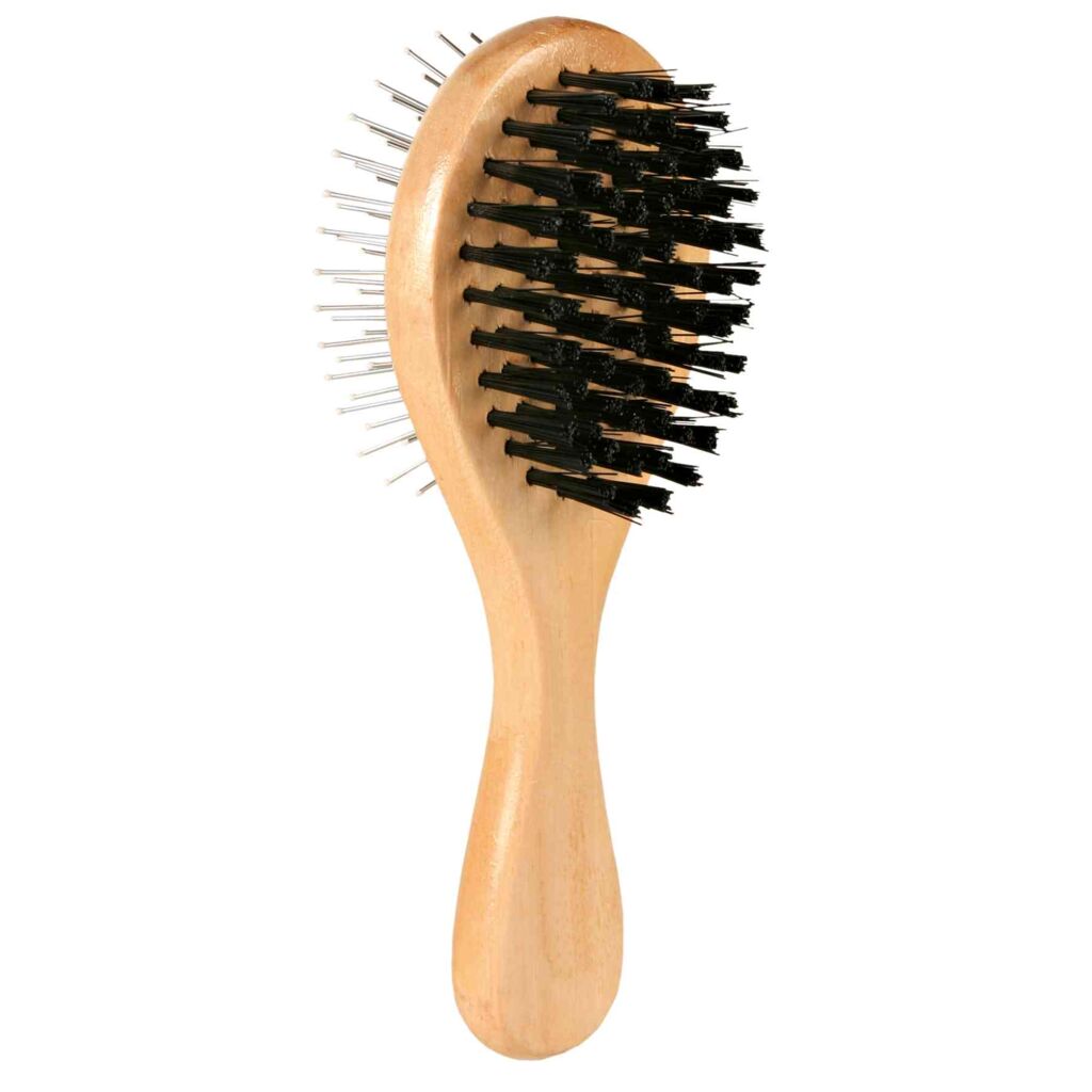 Bürste, beidseitig, Holz/Nylon- & Drahtborsten