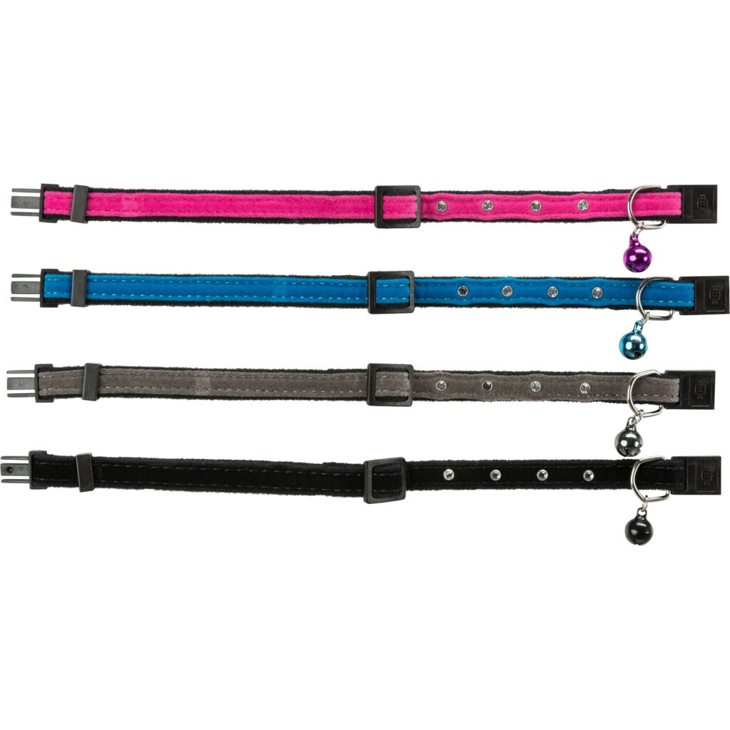 Katzenhalsband mit Strassbesatz, Samt
