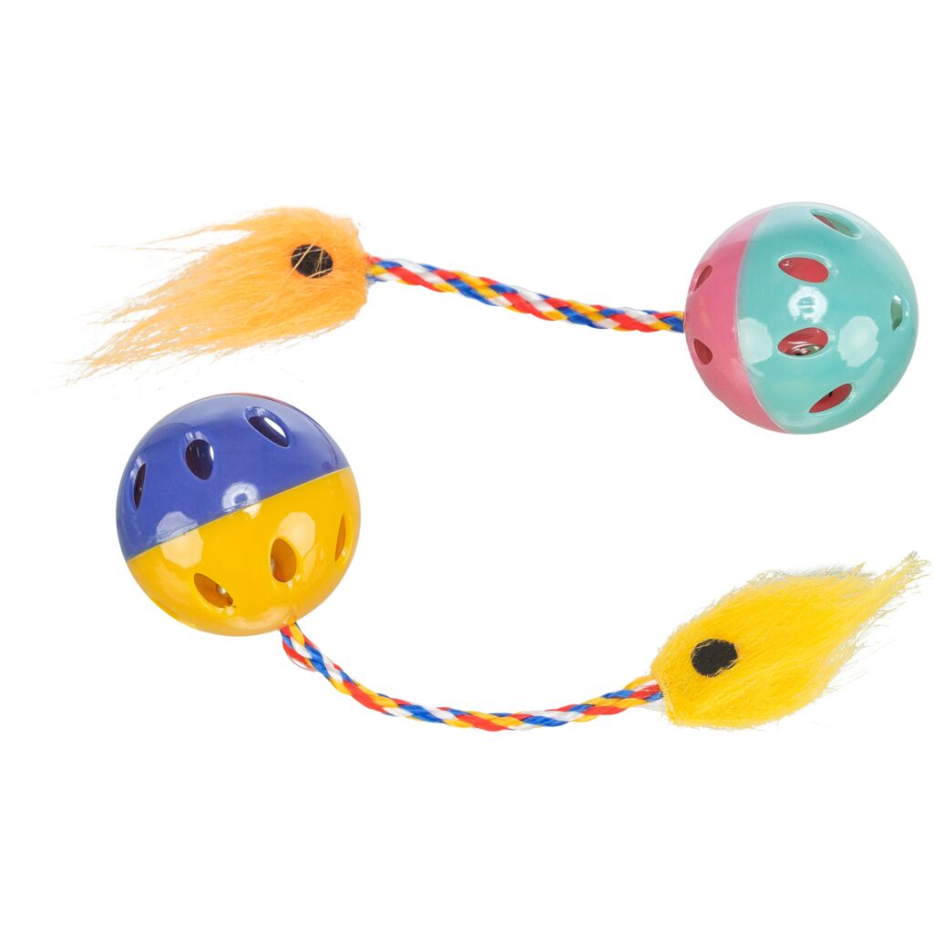 Set Rasselbälle mit Schwanz, Kunststoff
