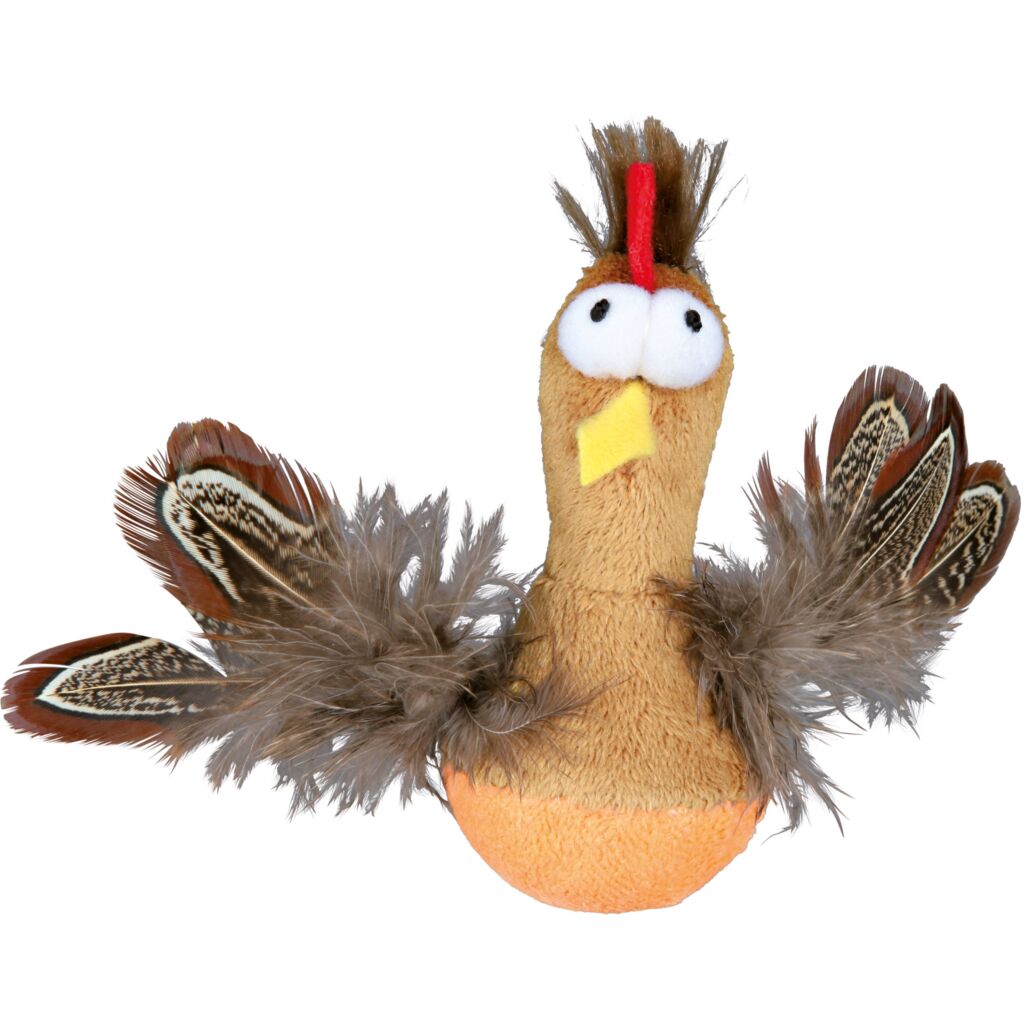 Steh-auf-Huhn m. Mikrochip/Federn, Plüsch, Katzenminze