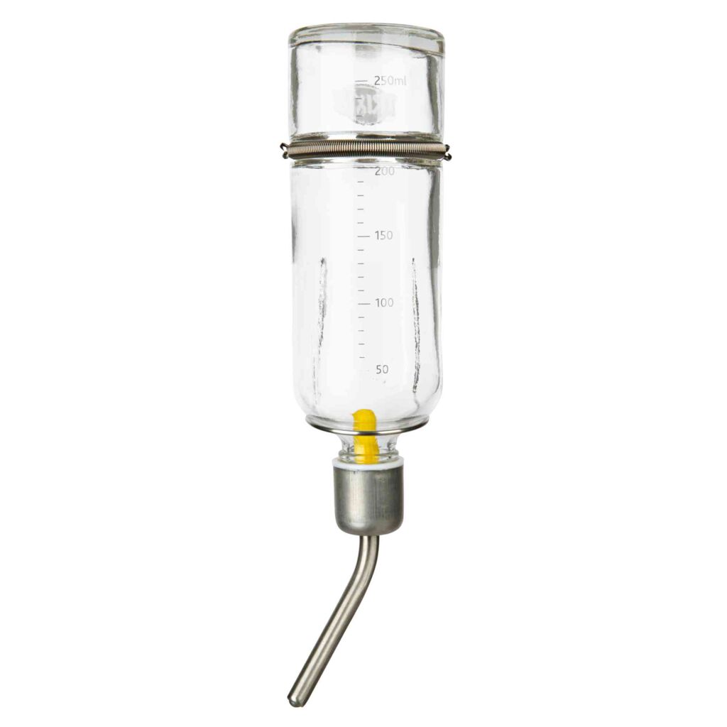 Tränke mit Spannfeder/Nut und Drahthalter, Glas