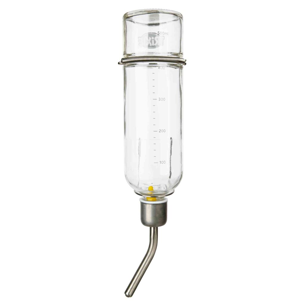 Tränke mit Spannfeder/Nut und Drahthalter, Glas