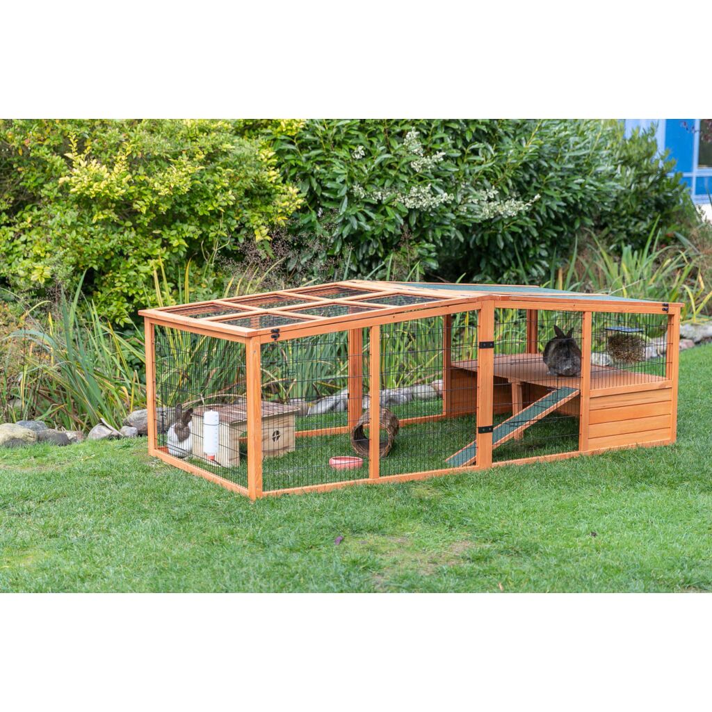 natura Freilaufgehege XL m. Abdeckung, Holz