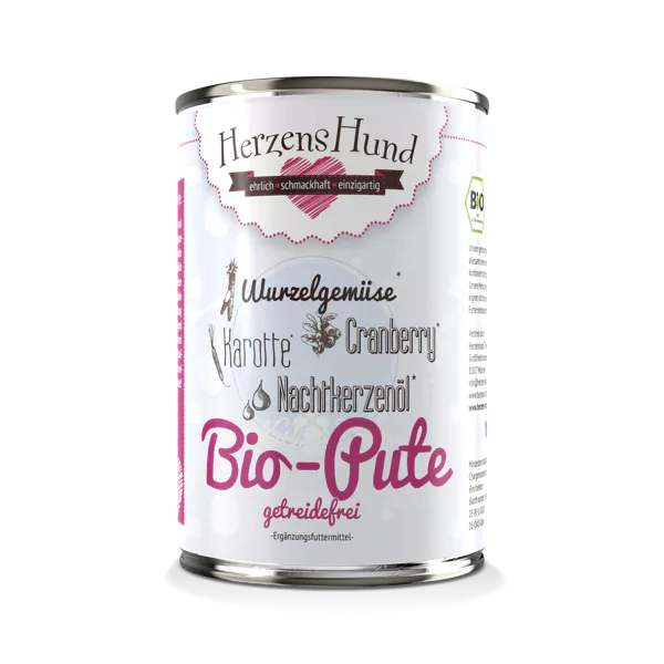 Herzenshund Bio-Pute mit Bio-Karotte -getreidefrei