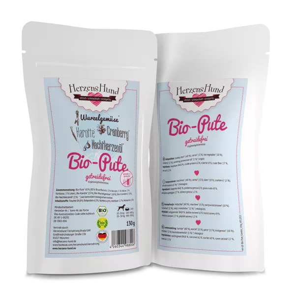Herzenshund Bio-Pute mit Bio-Karotte -getreidefrei