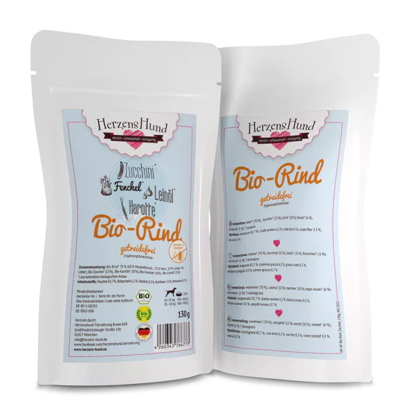 Herzenshund Bio-Rind mit Bio-Zucchini - getreidefrei