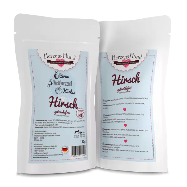 Herzenshund Hirsch mit Kürbis - getreidefrei
