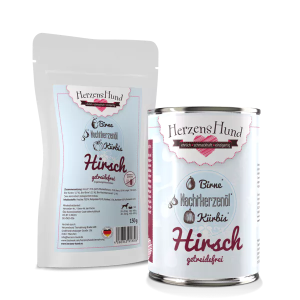 Herzenshund Hirsch mit Kürbis - getreidefrei